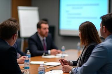 Business professionals participating in a training session